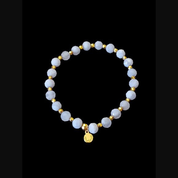 Gorjana Agate Power Crystal Gold Tone Stretch Bracelet OSFM - Picture 7 of 8